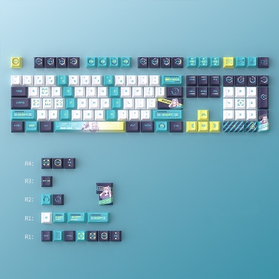 Esports Story White Blue 104+22 PBT Dye-subbed Keycaps Set Cherry Profile for MX Switches Mechanical Gaming Keyboard